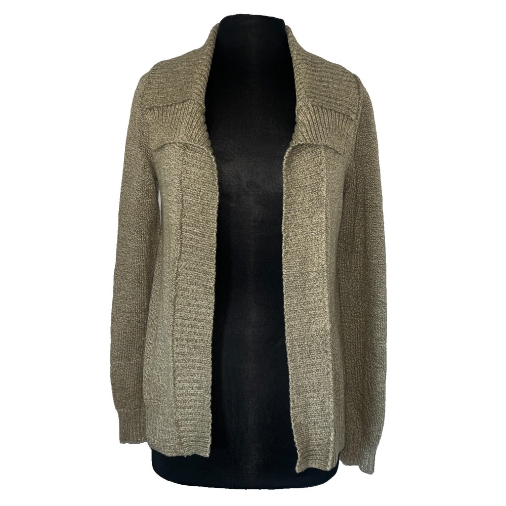 Old Navy Marl Shawl Collar Open Front Cardigan Sweater Womens Med Olive Green